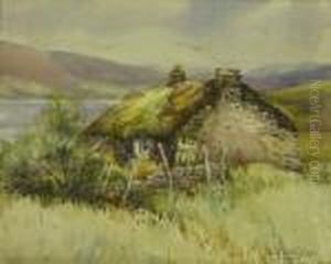 Croft With Lake In The Background by Charles Edward Wanless