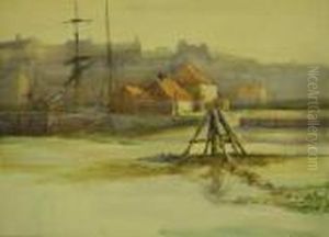 'low Tide Whitby Harbour' And Four Other Studies Of Fishing Boats by Charles Edward Wanless