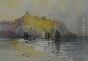 Scarborough Castle And Lighthouse by Harry Wanless