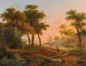 Chasseurs Sur Le Bord D'un Fleuve