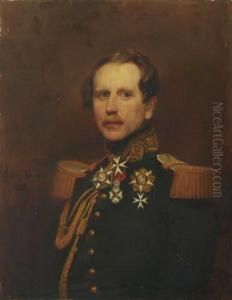 Portrat Eines Belgischen Offiziers. by Gustaaf Wappers