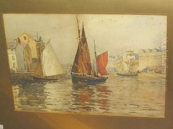 Fishing Boats In A Harbour, Thought To Be Douglas - view 1