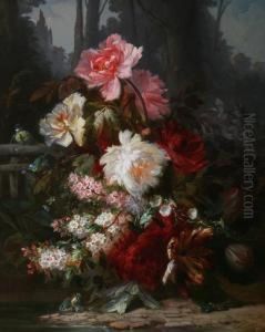 Landscape With Flowers And Birds