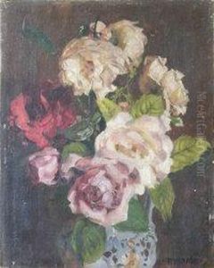 Roses In An Ironstone Jug by Charles Ward