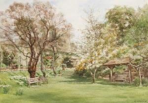 Spring In Norman Tower Garden, Windsor Castle;fountain Terrace, Norman Tower Garden, Windsor by Cyril Ward