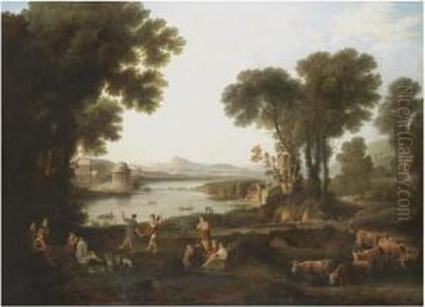 A Classical Landscape With Figures Dancing - view 1