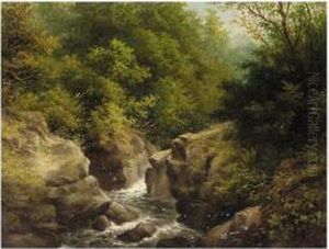 Waterfall Landscape Near Bolton by Gill William Ward