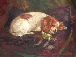 Portraitof Ruby, A King Charles Spaniel by Henrietta Mary Ward