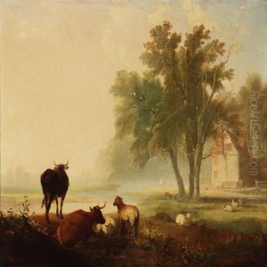 Landscape With Grazing Sheeps And Cows by James Ward