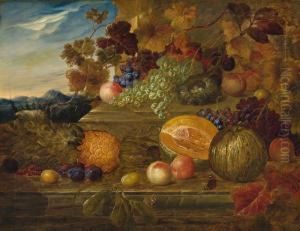Still Life Of Fruit And Bird""s Nest by James Charles Ward