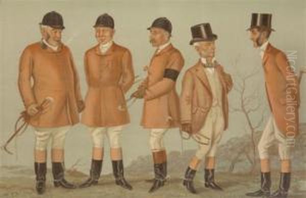 Five Gentlemen In Riding Gear - view 1