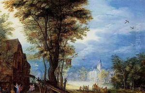 A Village Street With The Holy Family Arriving At An Inn [detail: 1]