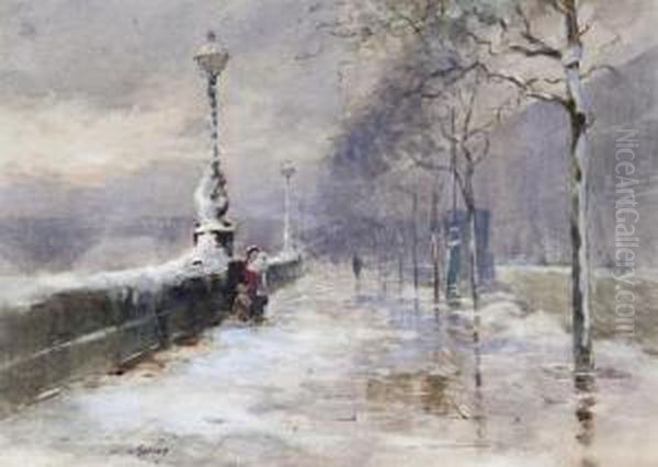 Chelsea Embankment In Winter - view 1