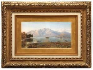Paisaje De Lago Con Pescadores Y Ganado Paisaje De Lago Con Pescadores Y Ganado
