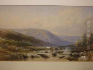 Cattle Watering At A Mountain Stream by Ebenezer Alfred Warmington