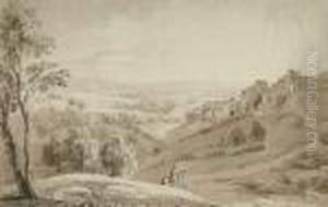 Sudliche Landschaft Mit Reiter by Simon Warnberger