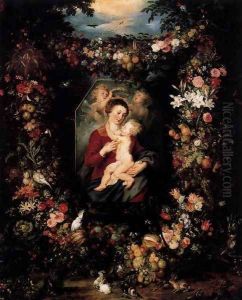 Virgin and Child Surrounded by Flowers and Fruit