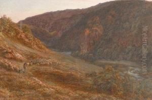 Landscape With Farmer Herding Sheep