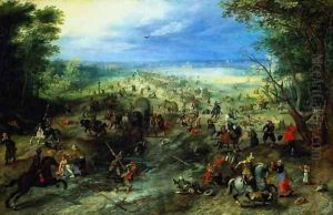 Raid on a caravan of wagons 1612 by Jan The Elder Brueghel
