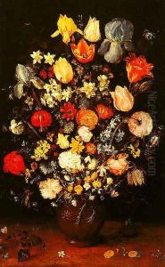 Vase of Flowers with Irises by Jan The Elder Brueghel