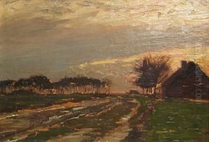 Landscape At Sunset by Alexander Warshawsky
