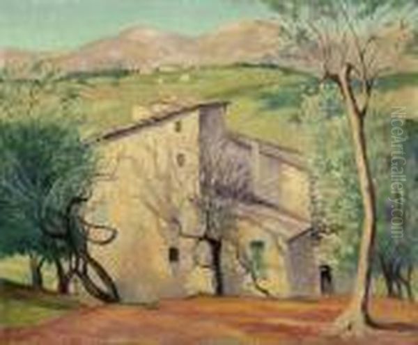 Farmhouse Behind Trees - view 1