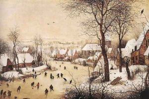 Winter Landscape with Skaters and Bird Trap 1565