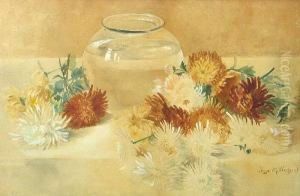Still Life With Cup Flowers Surrounding A Vase