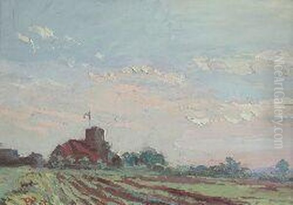 Church Across Ploughed Field - view 1