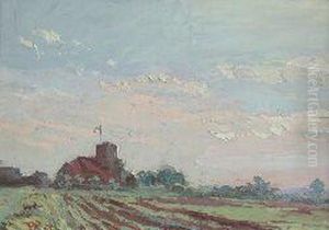 Church Across Ploughed Field by William Washington