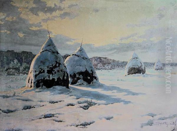Pejzaz Zimowy Ze Stogami - view 1