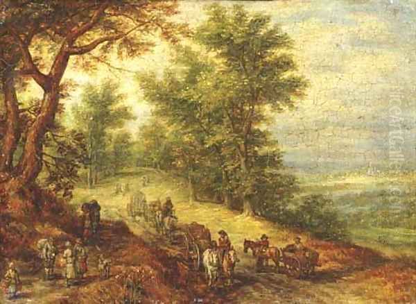 A wooded landscape with travellers on a path 2 - view 1