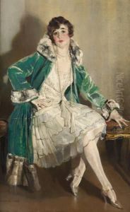 Elegante Au Manteau Vert by Charles Joseph Watelet