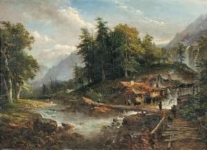 Riviere Et Cascade Descendant A Travers Lamontagne