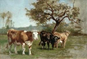 Paysage Aux Vaches by Louis-Francois-V. Watelin