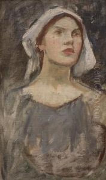 Portrait Of A Womanwearing A Blue Dress And A White Bonnet - view 1
