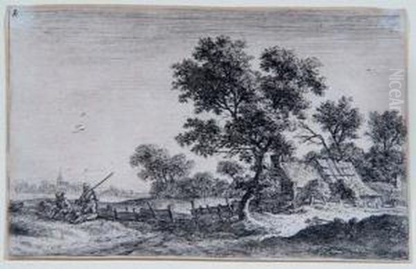Countryside Scene Showing Farmers Resting By A Cottage - view 1