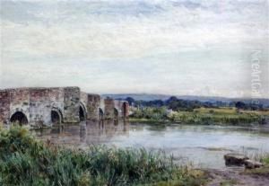 Landscape With Stone Bridge by Ernest Albert Waterlow