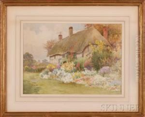 Thatched Cottage And Garden by Alfred A. Waters