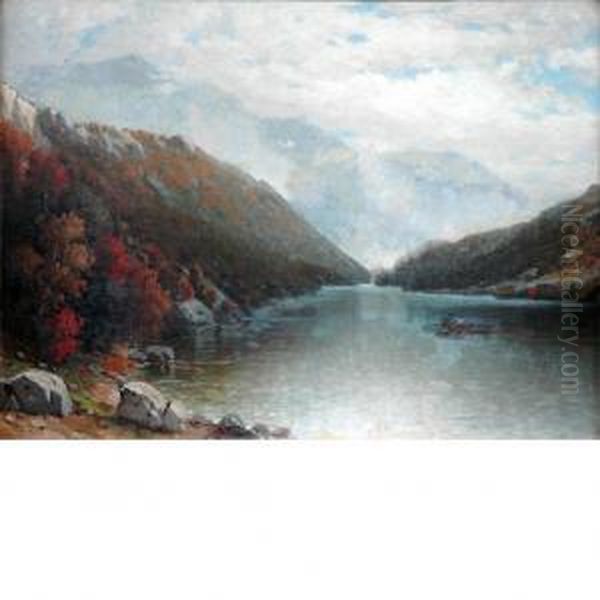 Boaters On A Lake, The Adirondacks - view 1
