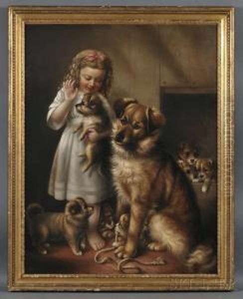 Portrait Of A Girl With Dogs - view 1
