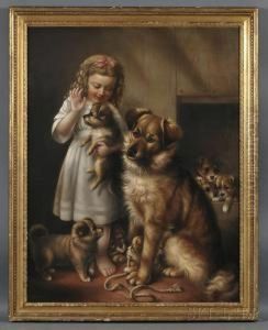 Portrait Of A Girl With Dogs
