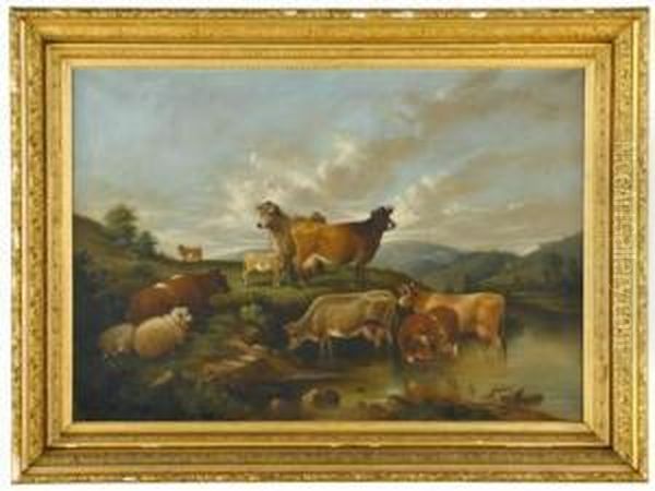 Cows At A Stream - view 1
