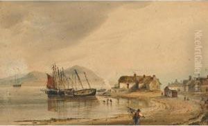 Fishing Village On The Coast (probably Cork) by Bartholomew Colles Watkins