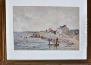 A Fishing Village With Figures And Animals On The Main Road A Fishing Village With Figures And Animals On The Main Road