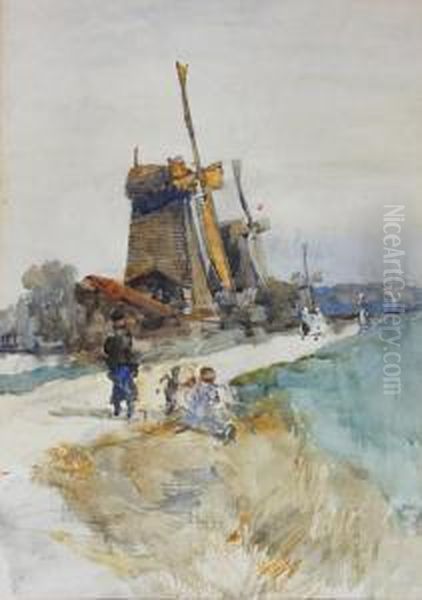 Children By A Windmill - view 1