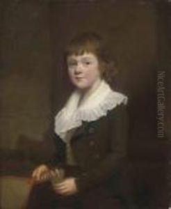 Portrait Of A Young Boy, Traditionally Identified As George Edwardrussell , Three-quarter-length, In A Green Jacket Andwhite Shirt, Before A Column, Holding A Battledore And Ashuttlecock, A Landscape Portrait Of A Young Boy, Traditionally Identified As George Edwardrussell , Three-quarter-length, In A Green Jacket Andwhite Shirt, Before A Column, Holding A Battledore And Ashuttlecock, A Landscape
