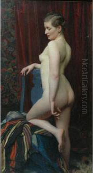 Female Nude With Blue Chair - view 1