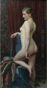 Female Nude With Blue Chair by George Spencer Watson