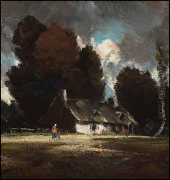 Storm Gathering With Family Outside A Cottage - view 1